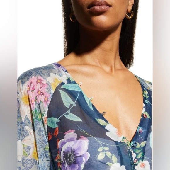 🆕 Johnny Was California Sunrise Surf Silk Blend Swim Resort Cover-Up Long Dress - Picture 3 of 10